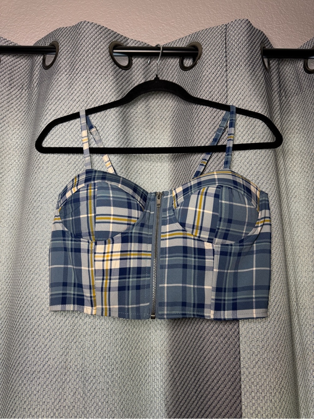 Blue & Yellow Plaid Corset Top